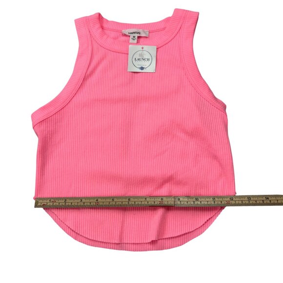 Pink Ribbed Tank Top Medium By Hashtag Launch Boutique - Picture 7 of 7